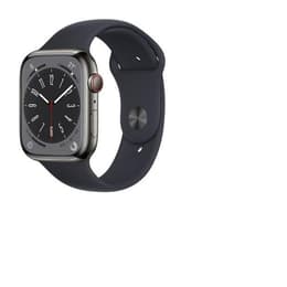 Apple Watch (Series 8) 2022 GPS 45 mm - Acier inoxydable Gris - Bracelet sport Noir