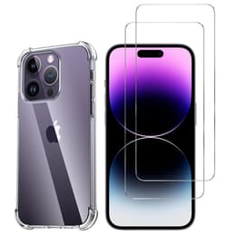 Coque iPhone 15 Pro et 2 écrans de protection - TPU - Transparent