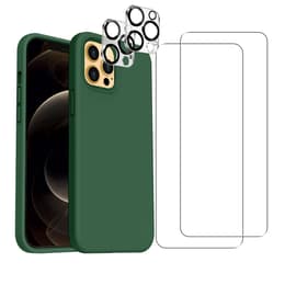 Coque iPhone 12 Pro et 2 écrans de protection - Silicone - Verte