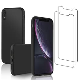 Coque iPhone XR et 2 écrans de protection - Silicone - Noir