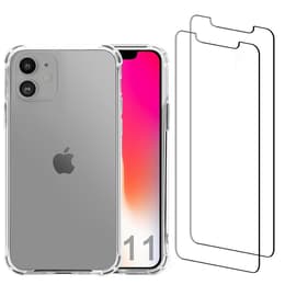 Coque iPhone 11 et 2 écrans de protection - Plastique recyclé - Transparent