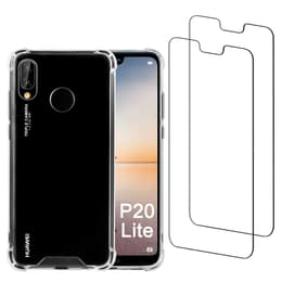 Coque P20 Lite et 2 écrans de protection - Plastique recyclé - Transparent