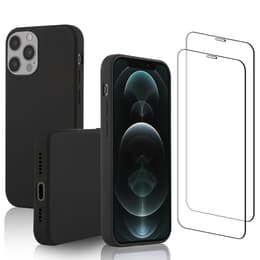 Coque iPhone 12 Pro Max et 2 écrans de protection - Silicone - Noir