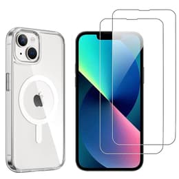 Coque iPhone 14 et 2 écrans de protection - TPU - Transparent