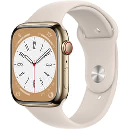 Apple Watch Series 8 (2022) GPS + Cellular 41 mm - Acier inoxydable Gold - Bracelet sport Starlight