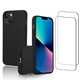 Coque iPhone 13 et 2 écrans de protection - Silicone - Noir