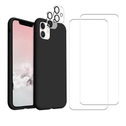 Coque iPhone 11 et 2 écrans de protection - Silicone - Noir