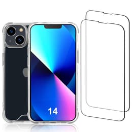 Coque iPhone 14 et 2 écrans de protection - Plastique recyclé - Transparent